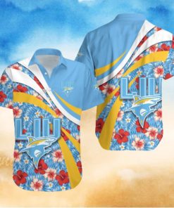 LIU Sharks NCAA Hibiscus Flower Pattern Aloha Hawaiian Shirt