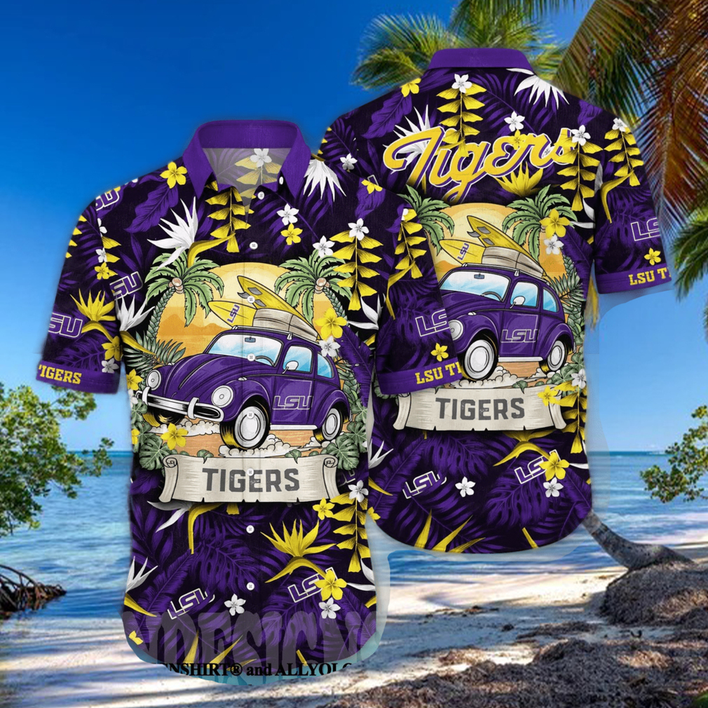 LSU TIGERS NCAA Floral Tropical All Over Printed 3D Hawaiian Shirt LSU TIGERS NCAA Floral Tropical All Over Printed 3D Hawaiian Shirt