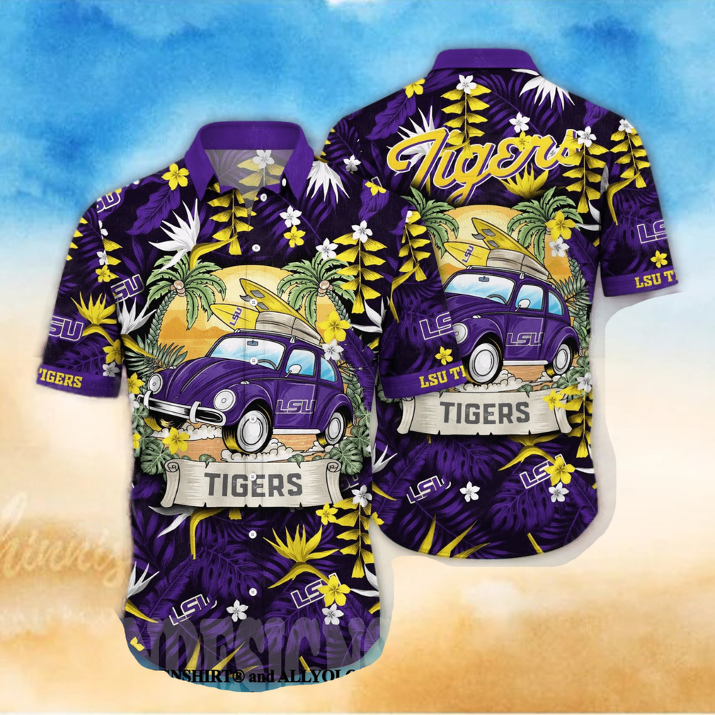 LSU TIGERS NCAA Floral Tropical All Over Printed 3D Hawaiian Shirt LSU TIGERS NCAA Floral Tropical All Over Printed 3D Hawaiian Shirt