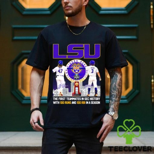 LSU Tigers Baseball Champions Tommy White and Dylan Crews the first teammates in SEC history with 100 runs and 100 RBI in a season signature hoodie, sweater, longsleeve, shirt v-neck, t-shirt