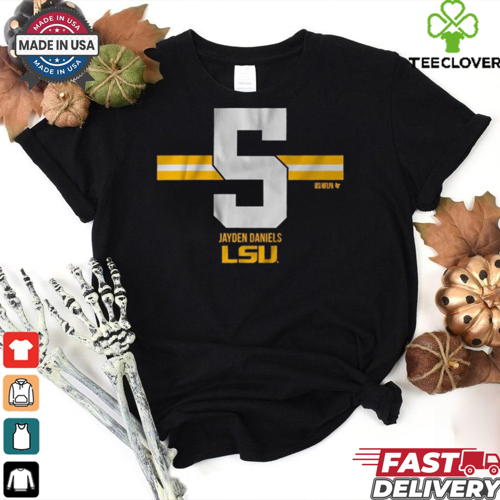 LSU Tigers Football Jayden Daniels 5 Stripe t shirt LSU Tigers Football Jayden Daniels 5 Stripe t shirt