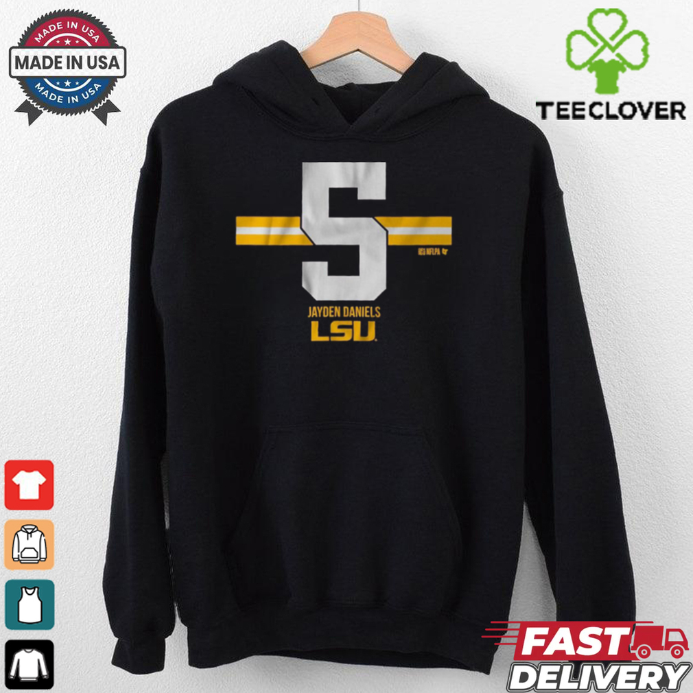 LSU Tigers Football Jayden Daniels 5 Stripe t shirt LSU Tigers Football Jayden Daniels 5 Stripe t shirt