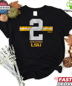 LSU Tigers Football Justin Jefferson 2 Stripe t shirt