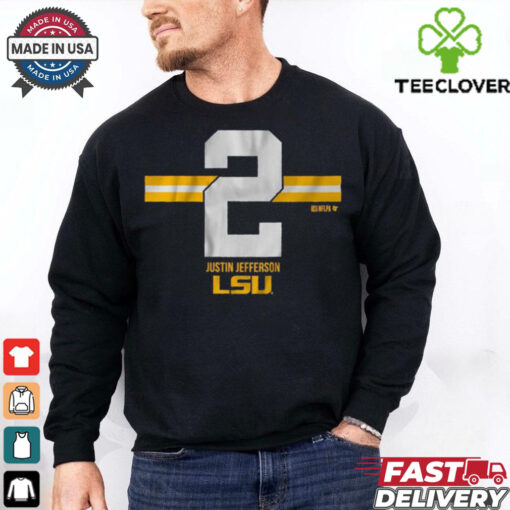 LSU Tigers Football Justin Jefferson 2 Stripe t shirt