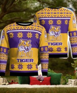 LSU Tigers Logo Big Snowflake Pattern Ugly Christmas Sweater