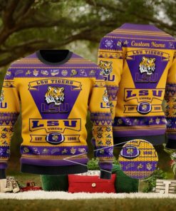 LSU Tigers Logo Custom Name For Football Fans Ugly Christmas Sweater Christmas Gift