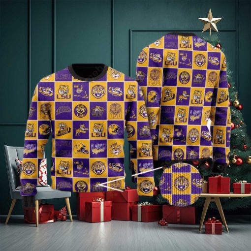 LSU Tigers Logos Ugly Christmas Sweater