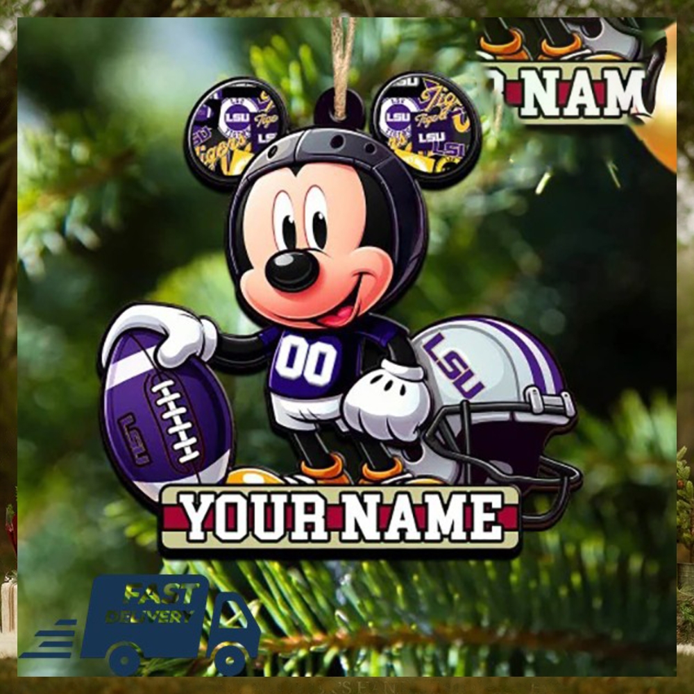 LSU Tigers NCAA Mickey Mouse Christmas Tree Decorations Custom Name Xmas Ornament LSU Tigers NCAA Mickey Mouse Christmas Tree Decorations Custom Name Xmas Ornament