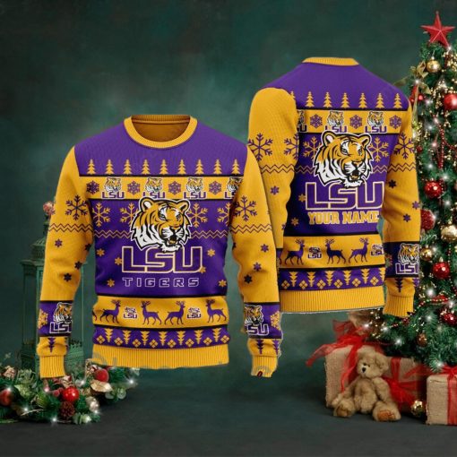 LSU Tigers Personalized Name Ugly Christmas Sweater