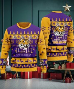 LSU Tigers Personalized Name Ugly Christmas Sweater