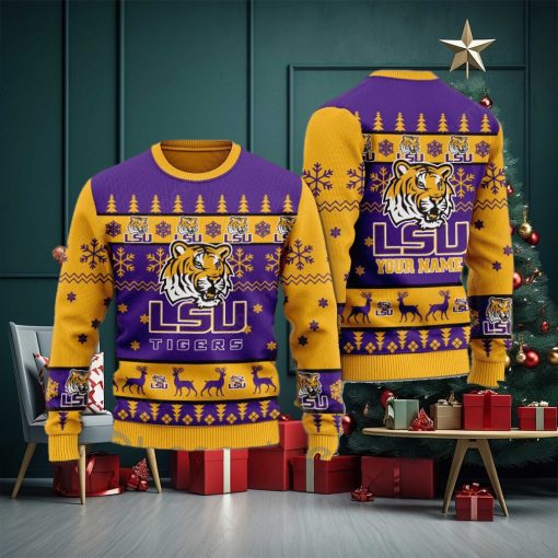 LSU Tigers Personalized Name Ugly Christmas Sweater