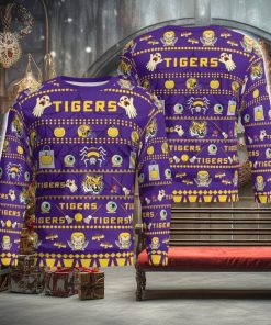 LSU Tigers Pumpkin Halloween Spooky Ghost Pattern Funny 3D Sweater Men And Women Gift