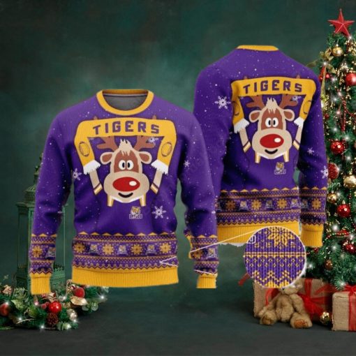 LSU Tigers Reindeer Ugly Christmas Sweater