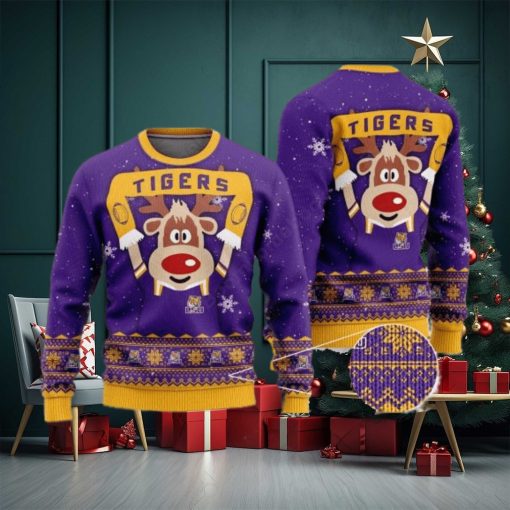 LSU Tigers Reindeer Ugly Christmas Sweater
