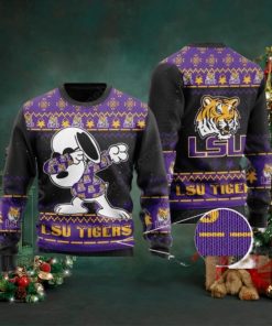 LSU Tigers Snoopy Dabbing Ugly Christmas Sweater