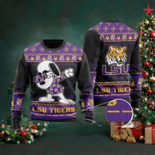 LSU Tigers Snoopy Dabbing Ugly Christmas Sweater
