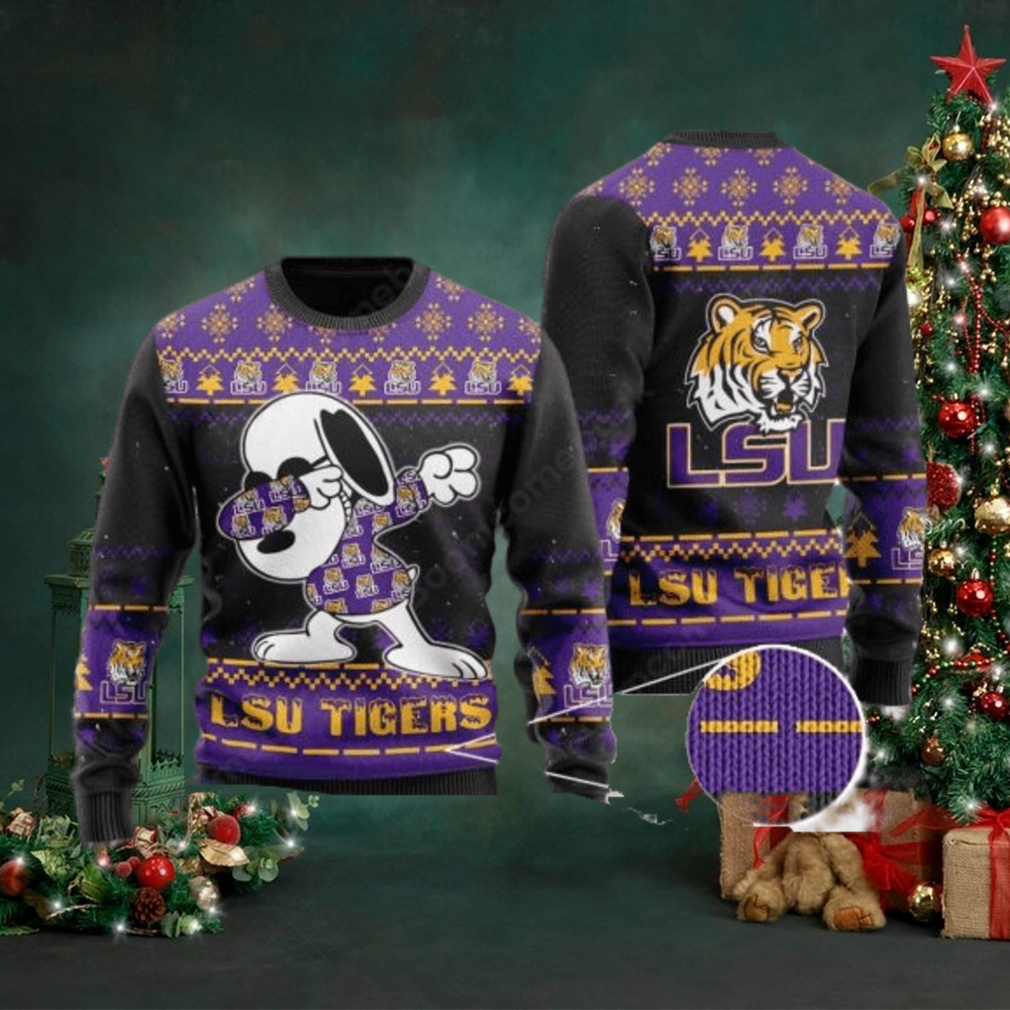LSU Tigers Snoopy Dabbing Ugly Christmas Sweater LSU Tigers Snoopy Dabbing Ugly Christmas Sweater