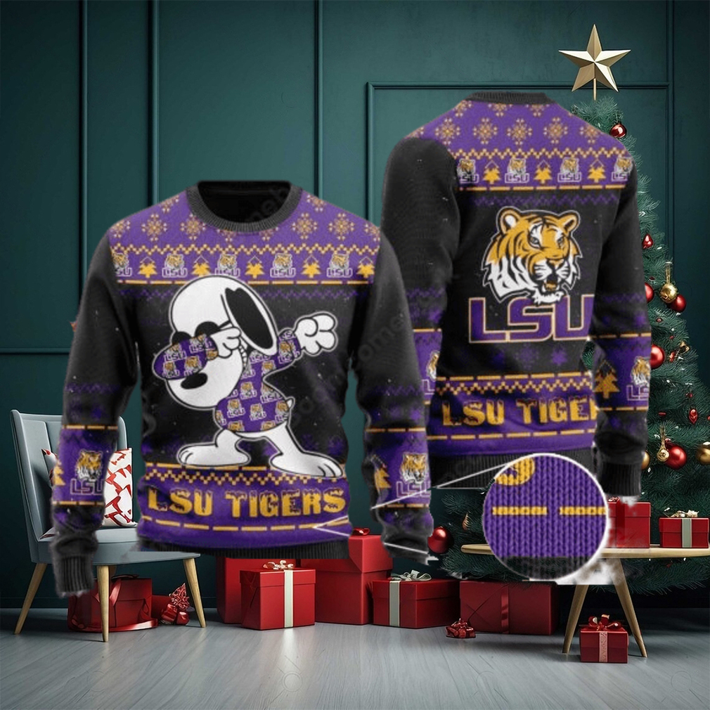 LSU Tigers Snoopy Dabbing Ugly Christmas Sweater LSU Tigers Snoopy Dabbing Ugly Christmas Sweater