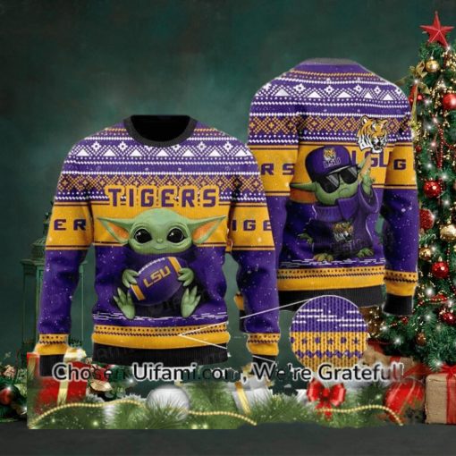 LSU Tigers Sweater Best selling Baby Yoda Gifts For LSU Fans