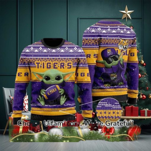 LSU Tigers Sweater Best selling Baby Yoda Gifts For LSU Fans