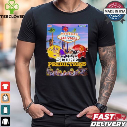 LSU Tigers vs USC Trojans football helmet score predictions welcome to fabulous Las Vegas shirt