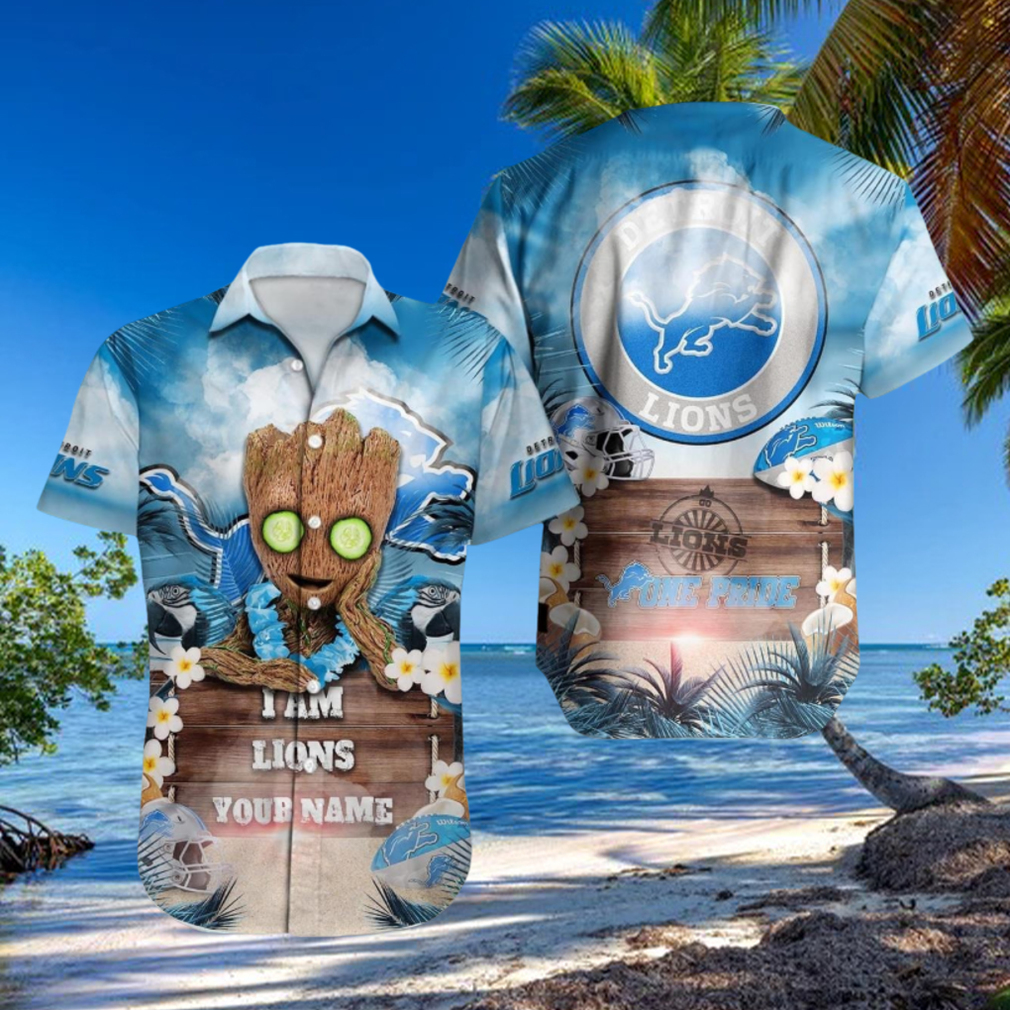 Detroit Lions NFL Hawaiian Shirt Baby Groot Lover Custom Name For Fans Detroit Lions NFL Hawaiian Shirt Baby Groot Lover Custom Name For Fans
