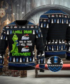 Labatt Blue Grinch Will Drink Everywhere Ugly Sweater