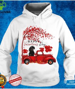 Labrador Driving Truck Happy Valentines Day Black Dachshund Shirt tee
