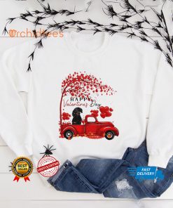 Labrador Driving Truck Happy Valentines Day Black Dachshund Shirt tee