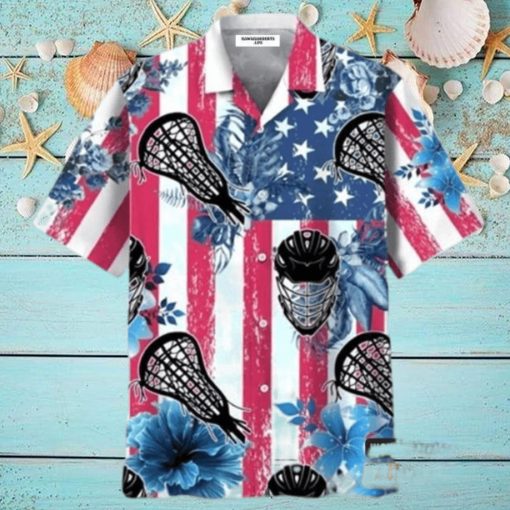 Lacrosse American Flag Hawaiian Shirt