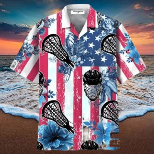 Lacrosse American Flag Hawaiian Shirt