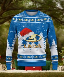 Lada Logo Wearing Santa Hat Christmas Gift Ugly Christmas Sweater For Men And Women Gift