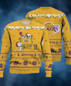 Lakers Ugly Sweater Los Angeles Lakers Snoopy Ugly Christmas Sweater 3D