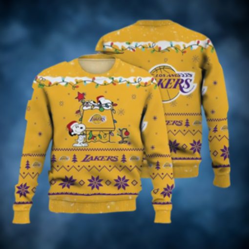 Lakers Ugly Sweater Los Angeles Lakers Snoopy Ugly Christmas Sweater 3D