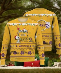 Lakers Ugly Sweater Los Angeles Lakers Snoopy Ugly Christmas Sweater 3D