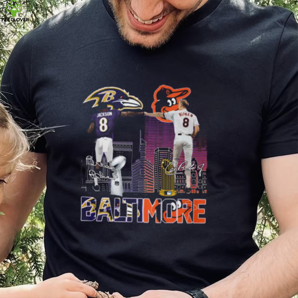 Lamar Jackson And Cal Ripken Jr. Baltimore City Sports Teams Signatures Shirt Lamar Jackson And Cal Ripken Jr. Baltimore City Sports Teams Signatures Shirt