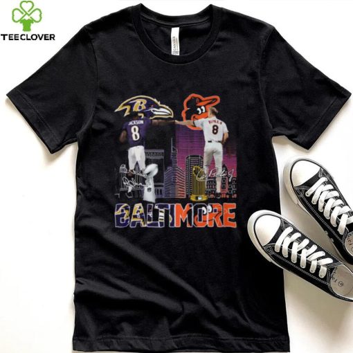 Lamar Jackson And Cal Ripken Jr. Baltimore City Sports Teams Signatures Shirt