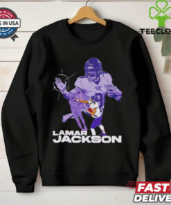 Lamar Jackson Baltimore Ravens NFL football stiff arm vintage shirt