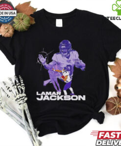 Lamar Jackson Baltimore Ravens NFL football stiff arm vintage shirt