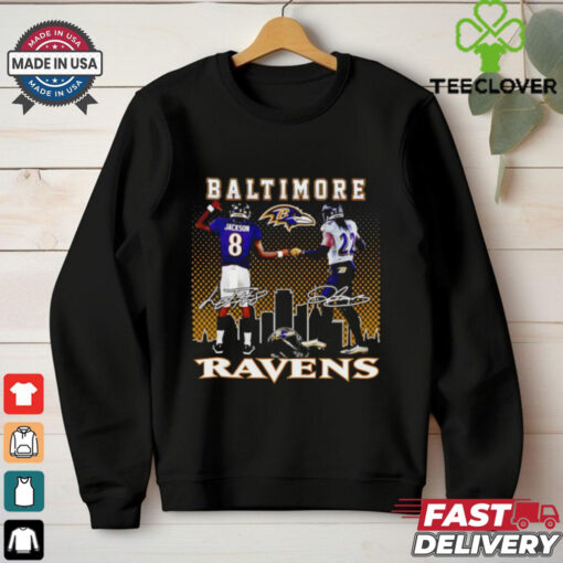 Lamar Jackson and Derrick Henry Baltimore Ravens high five shirt
