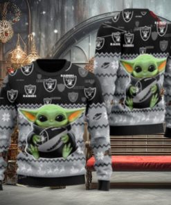 Las Vegas Football Baby Yoda For American Football Fans Ugly Sweater Christmas Party