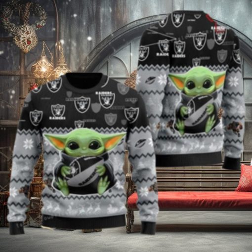 Las Vegas Football Baby Yoda For American Football Fans Ugly Sweater Christmas Party