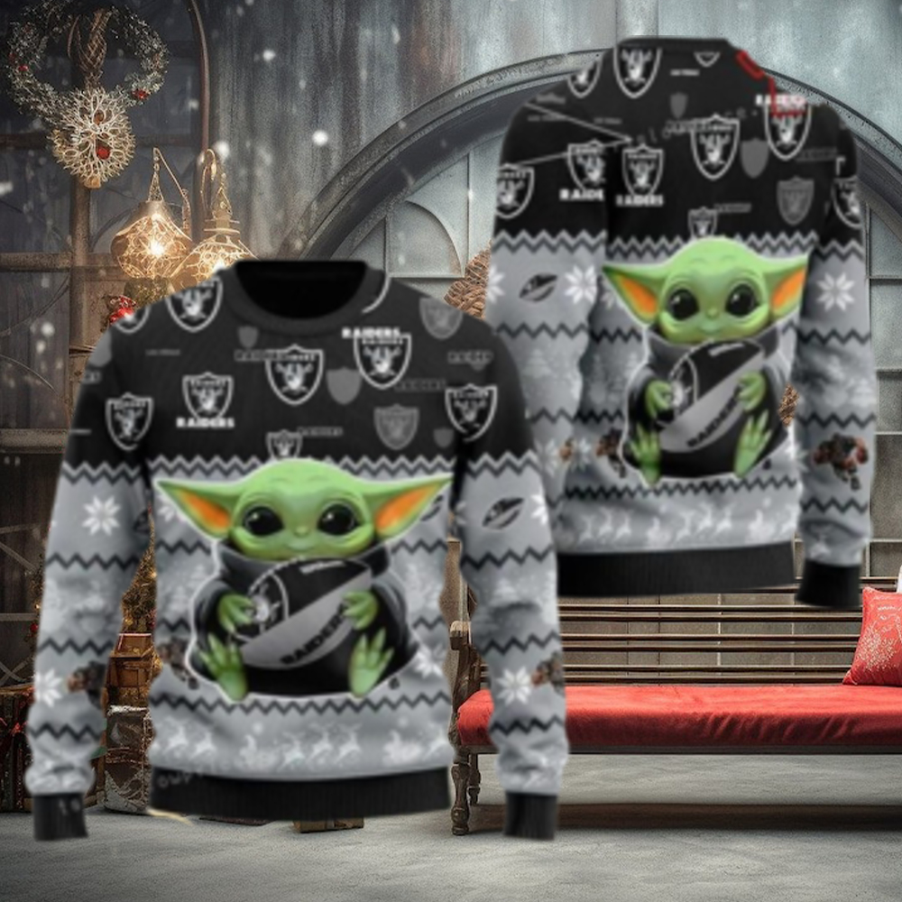 Las Vegas Football Baby Yoda For American Football Fans Ugly Sweater Christmas Party Las Vegas Football Baby Yoda For American Football Fans Ugly Sweater Christmas Party