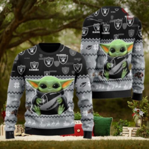 Las Vegas Football Baby Yoda For American Football Fans Ugly Sweater Christmas Party