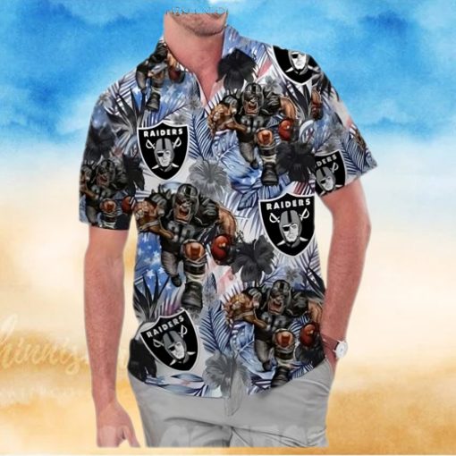 Las Vegas Raiders America Flag Tropical Floral Aloha Hawaiian Shirt