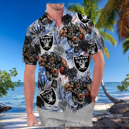 Las Vegas Raiders America Flag Tropical Floral Aloha Hawaiian Shirt