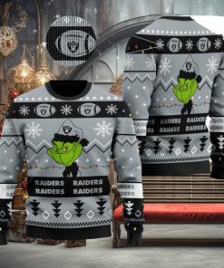 Las Vegas Raiders American NFL Football Team Logo Cute Grinch Ugly Christmas Sweater