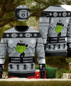 Las Vegas Raiders American NFL Football Team Logo Cute Grinch Ugly Christmas Sweater
