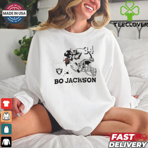 Las Vegas Raiders Bo Jackson #34 born to run signatures shirt