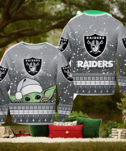 Las Vegas Raiders Christmas Baby Yoda Sweater Best For Fans Gift Christmas Holidays